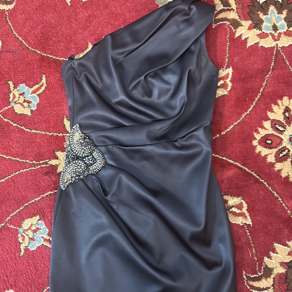 Eliza J black satan cocktail dress EUC SIZE 4 - Picture 6 of 7